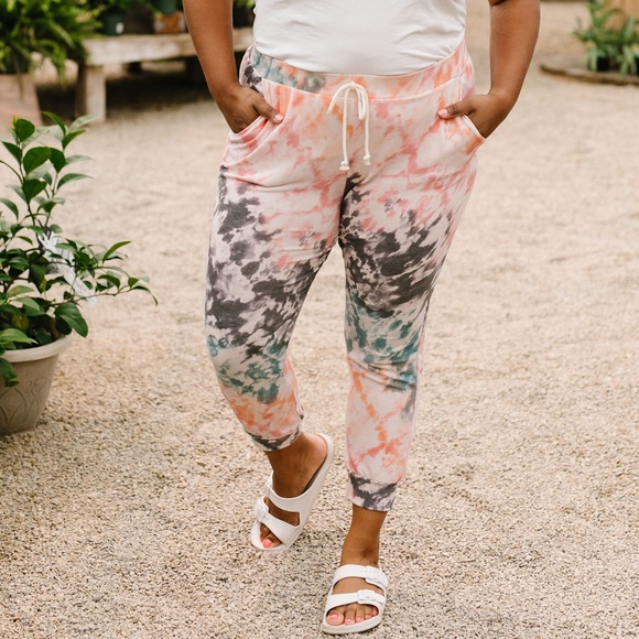 Coral Tie Dye Joggers - Picture 6 of 10
